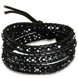 Chen Rai Black Faceted Bead Triple Wrap Bracelet