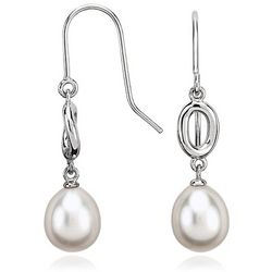 Freshwater Pearl Infinity Drop Earrings in Sterling Silver
