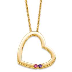 Gold Over Sterling Mother's Two Birthstone Heart Pendant