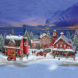 Farmall Illuminated Holiday Village Set with Figurines