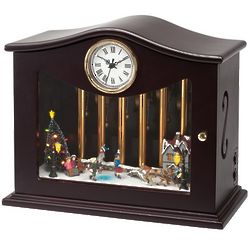 Animated Musical Chimes Timepiece with Antique Cars Music Box