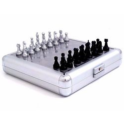 Stainless Steel Travel Chess and Backgammon Set