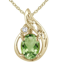 1.00 Carat Peridot and Diamond Pendant in 18K Gold Plated