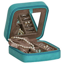 Josette Faux Leather Travel Jewelry Case in Turquoise
