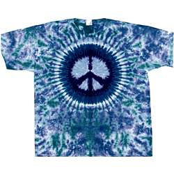 Teal and Lavender Peace Sign Tie Dye Shirt