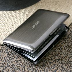 Personalized 6 Compartment Gunmetal Pocket Business Card Case