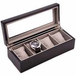 Velour-Lined Wooden Watch Box