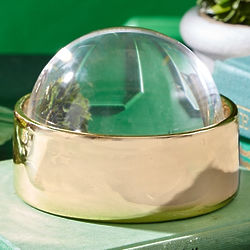 Golden Treasure Box Ceramic Display Dish with Magnifying Dome