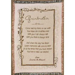 Embroidered Grandmother Come Hold My Hand Tapestry Throw Blanket