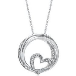Circle of Love Diamond Heart Pendant in Sterling Silver