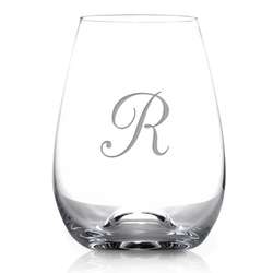 Monogrammed 6-Piece Stemless Tuscany Wine Glass Set