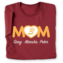 Mom's Heart Personalized Number of Kids T-Shirt