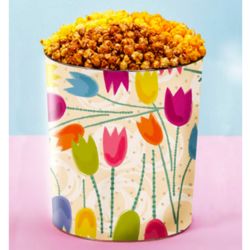 3.5 Gallons and 3 Flavors of Popcorn in Tulips Tin