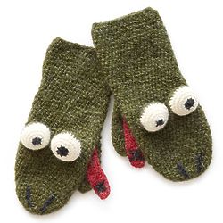 Hand-Crocheted Frog Mittens