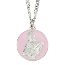 St. Agatha Necklace with Pink Enamel
