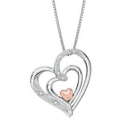 I Am Loved Diamond Triple-Heart Pendant in Silver and Gold
