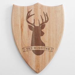 Family's Personalized Deer Crest Wooden Sign