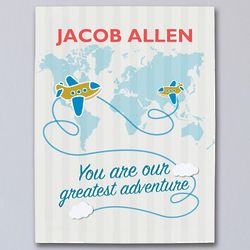 Baby Boy's Personalized Greatest Adventure Canvas Print