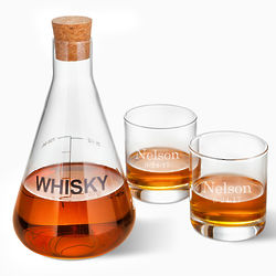 Personalized Whisky Decanter in Wood Crate with 2 Glasses