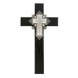 Pewter and Black Wood Our Father Cross
