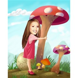 Mushroom Land Personalized Caricature from Photos