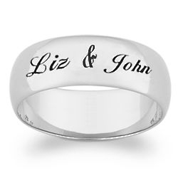 Sterling Silver Wide Engraved Name and Message Band
