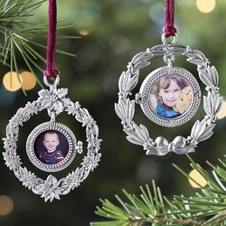Pewter Wreath Picture Frame Ornament
