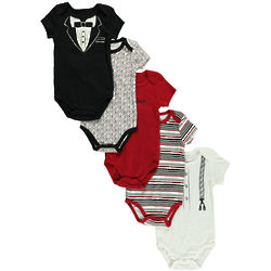 Baby Boy's Tux and Suspenders Bodysuits