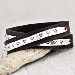 Courage My Love Sterling Silver & Leather Wrap Bracelet