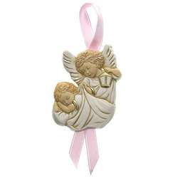 Guardian Angel Pink Crib Medal