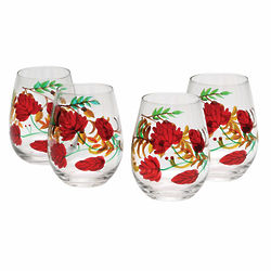 4 Grand Flora Stemless Wine Glasses