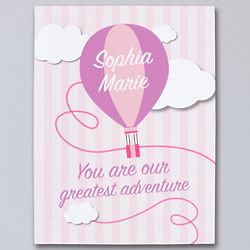 Baby Girl's Personalized Greatest Adventure Canvas Print