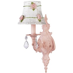 Pink 1 Arm Wall Sconce with Pink Net Flower Shade