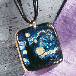 Van Gogh Starry Night Square Necklace