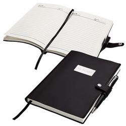 Executive Snap Closure Journal & Pen Holder in Black Faux Leather