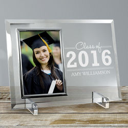 Graduate's Engraved Year and Message Beveled Glass Frame