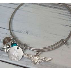 Personalized Airman Pilot Wings Wire Bangle