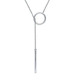 Sterling Silver Open Circle Bar Lariat Necklace