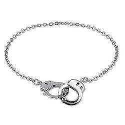 Silver Toned Handcuffs Anklet Chain