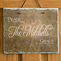 Personalized Family Name Peaceful Welcome Slate
