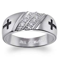 Sterling Silver Diamond Accent Cross Wedding Band