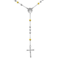 Gento Men's Stainless Steel Rosary Cross Necklace