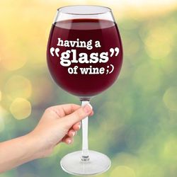 'Having a Glass of Wine' Winking Emoji Wine Glass