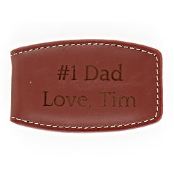 Personalized Classic Money Clip in Brown Leather