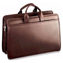 Single Gusset Platinum Edition Zip Top Leather Briefcase