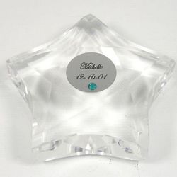 Personalized Crystal Star Paperweight with Birthstone