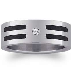 Stainless Steel and Enamel Cubic Zirconia Band