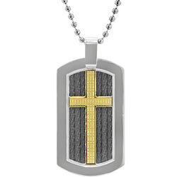 Men's Stainless Steel Cross Dog Tag Necklace