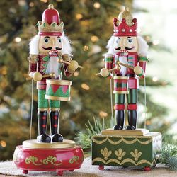 Hand-Painted Animated Musical Nutcracker Drummer Figurines