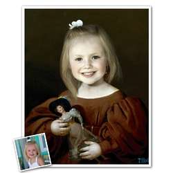 Classic Painting Angela and Her Doll Personalized Print in Frame
